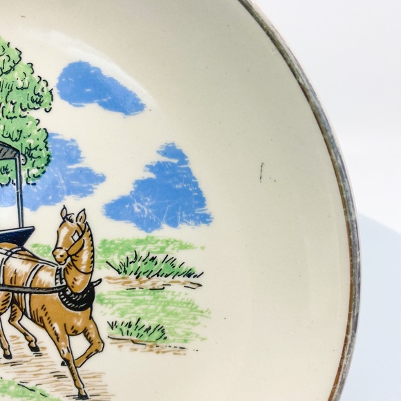 Vintage 1950s-1970s Hand-Painted Amish Horse & Buggy Souvenir Plate • PA Dutch - Picture 8 of 9